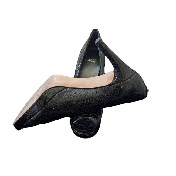 STUART WEITZMAN Snakeskin Platform Open Toe Heels - Picture 7 of 7